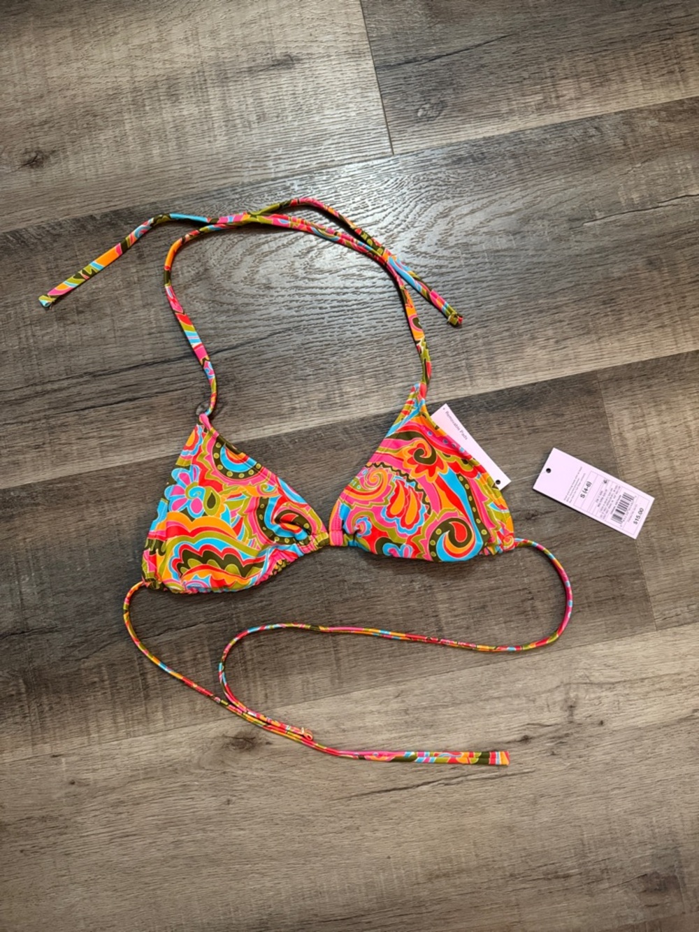 Wild Fable Multicolor Swirl Triangle Bikini Top